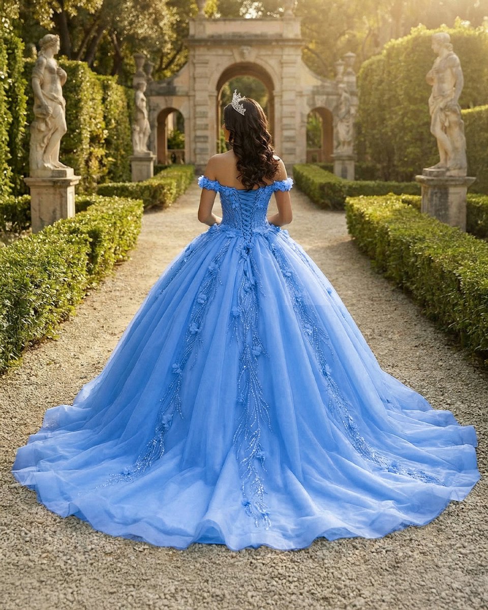 Quinceanera Dress Sequins Ball Gown Sweetheart Lace Up Appliques