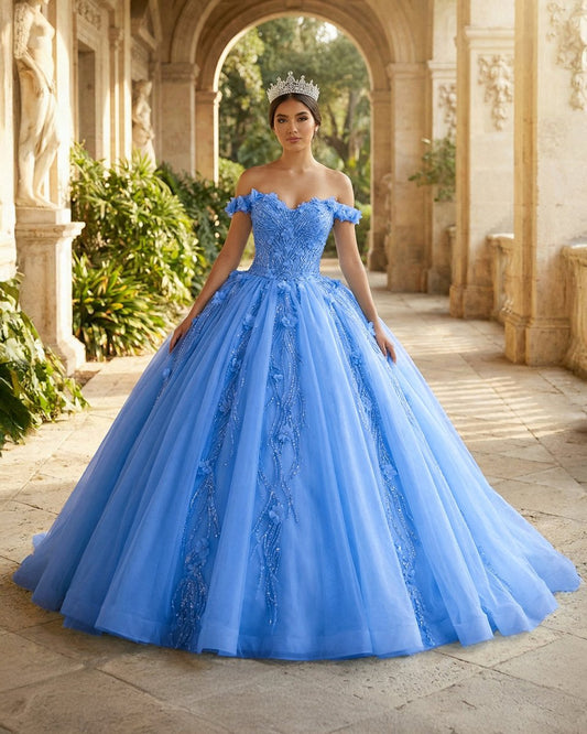 Quinceanera Dress Sequins Ball Gown Sweetheart Lace Up Appliques