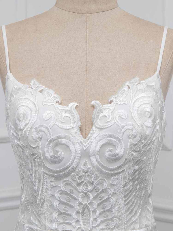Elegant Spaghetti-Strap Backless Mermaid Wedding Dresses