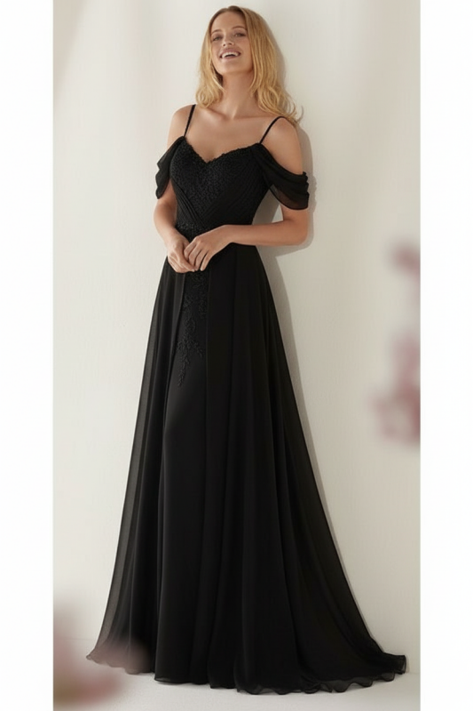 Elegant Spaghetti Strap Beach Wedding Dress with Sweep Train Boho Bridal Gown