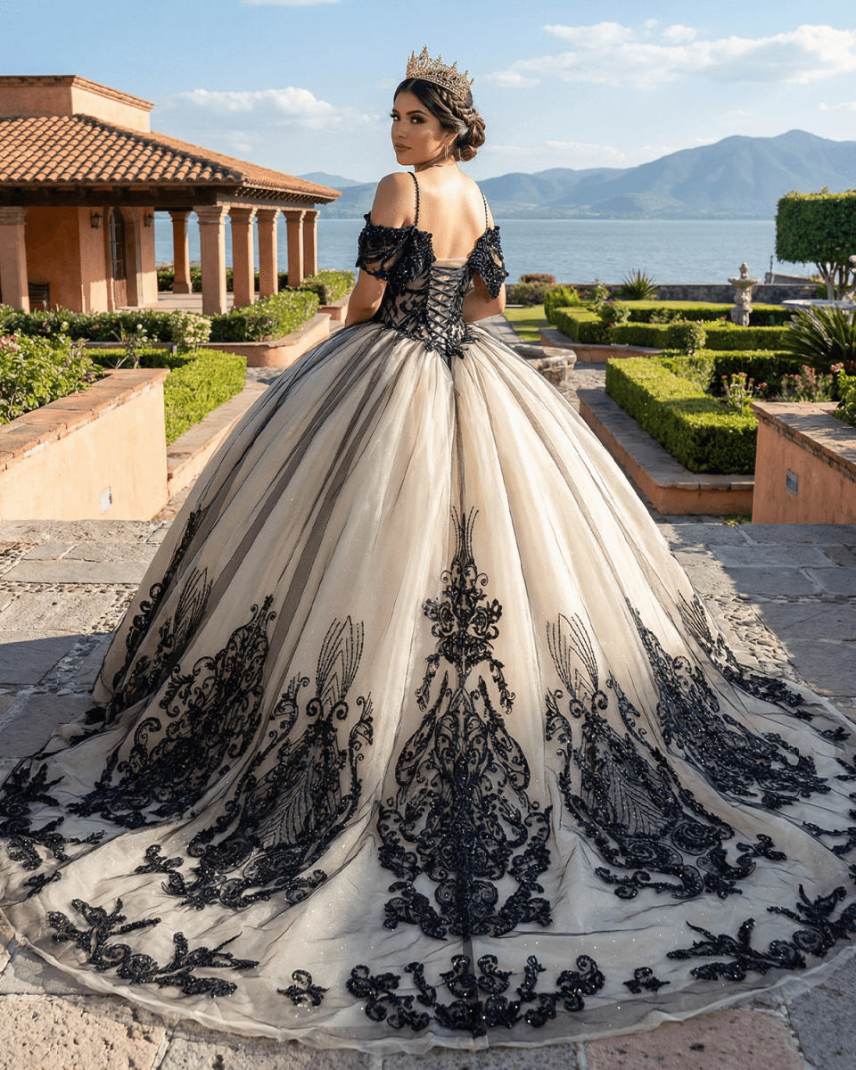 Soraya |  Spaghetti Straps Embroidery Lace Quinceanera Dresses