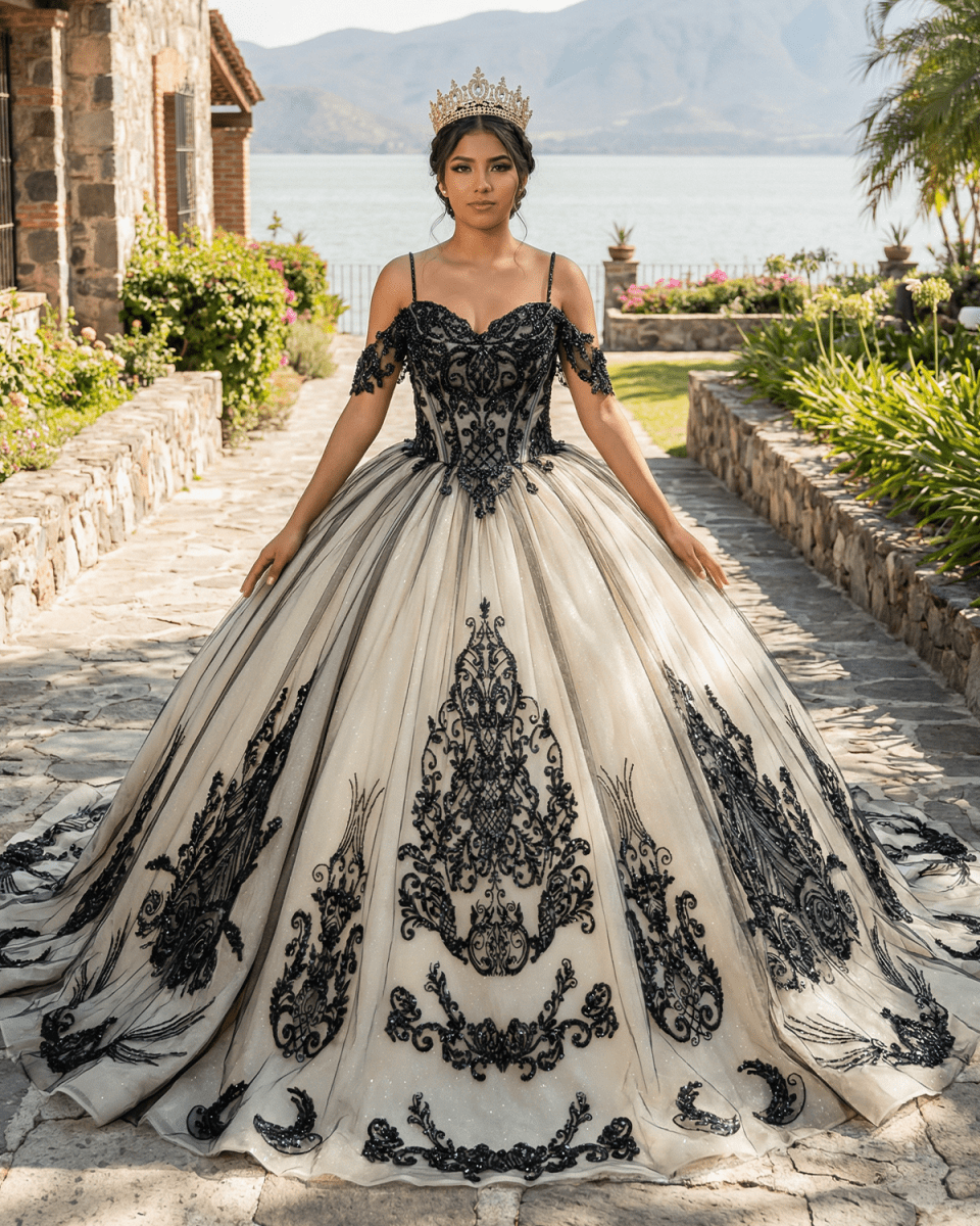 Soraya |  Spaghetti Straps Embroidery Lace Quinceanera Dresses