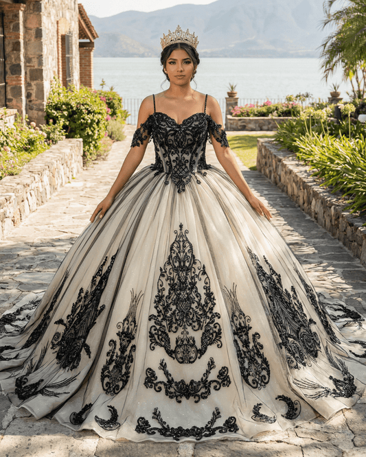 Soraya |  Spaghetti Straps Embroidery Lace Quinceanera Dresses