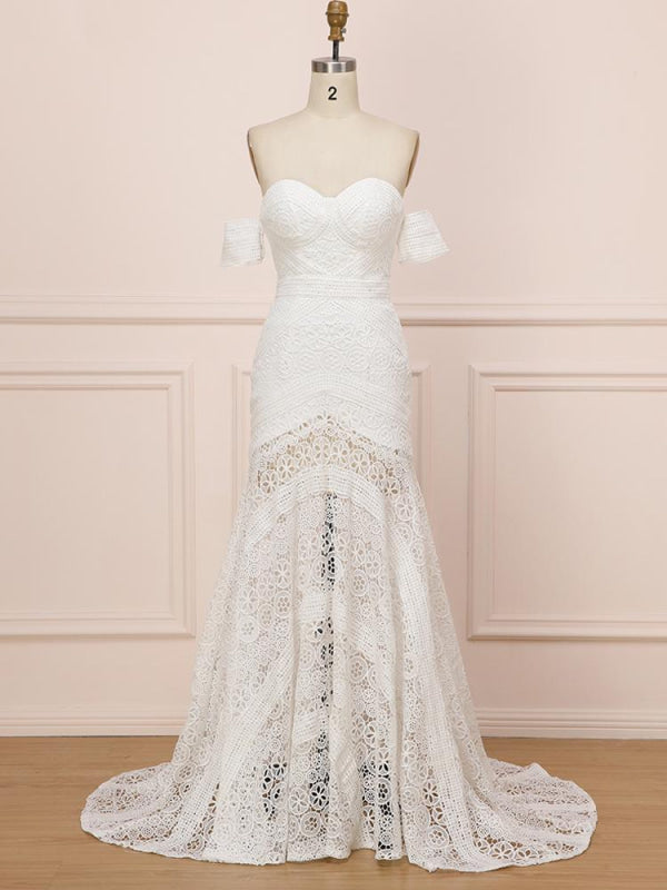 Elegant Sweetheart Lace Mermaid Boho Wedding Dresses