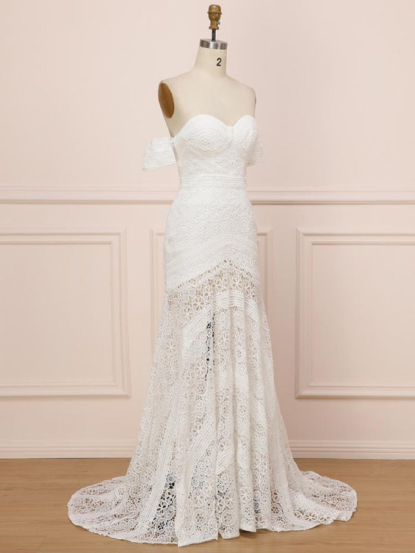 Elegant Sweetheart Lace Mermaid Boho Wedding Dresses