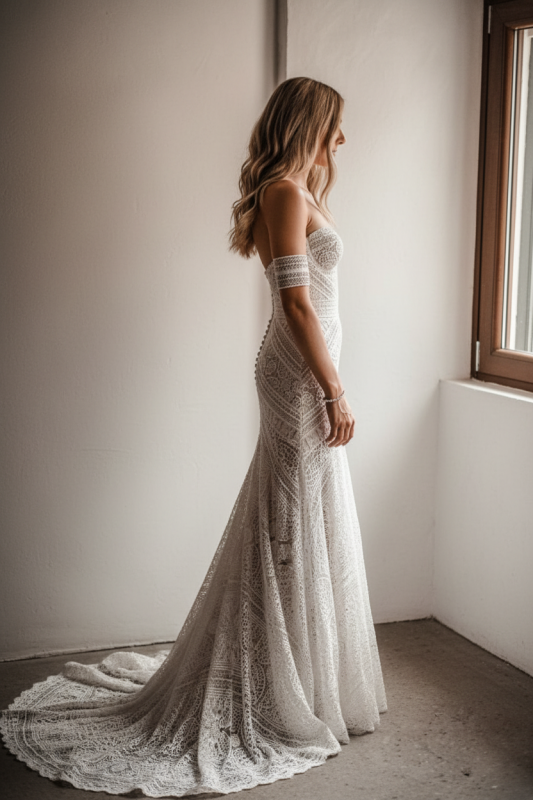 Elegant Sweetheart Lace Mermaid Boho Wedding Dresses