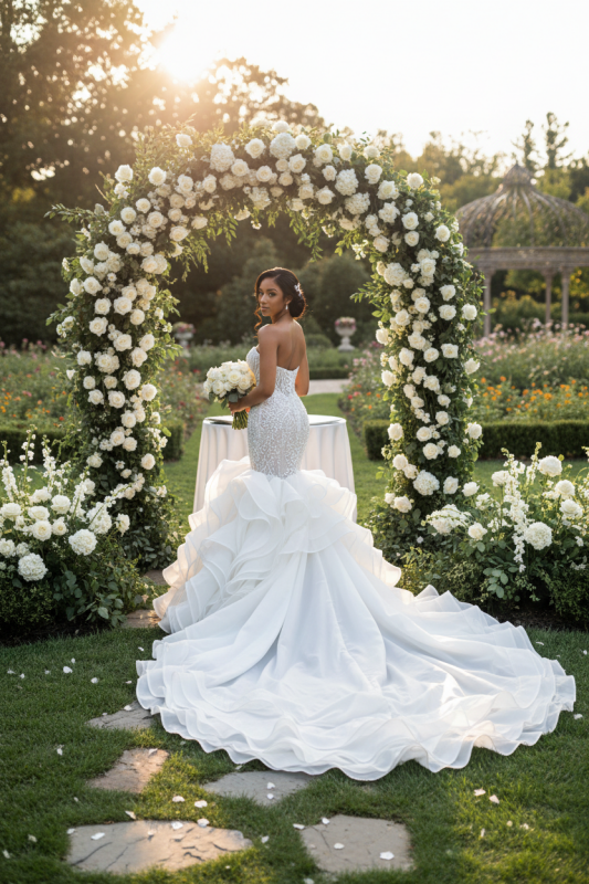 Elegant Sweetheart Lace Up Crystal Mermaid Wedding Dresses