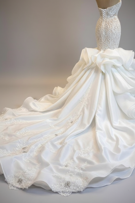 Elegant Sweetheart Lace Up Crystal Mermaid Wedding Dresses