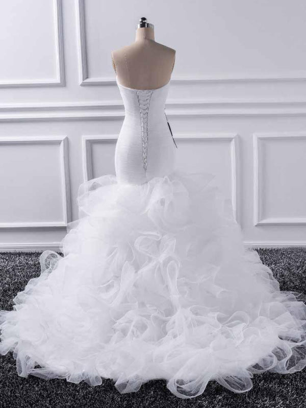 Elegant sweetheart Mermaid Tulle Wedding Dresses