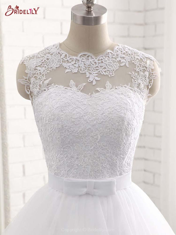 Elegant V-Neck Ball Gown Tulle Wedding Dresses