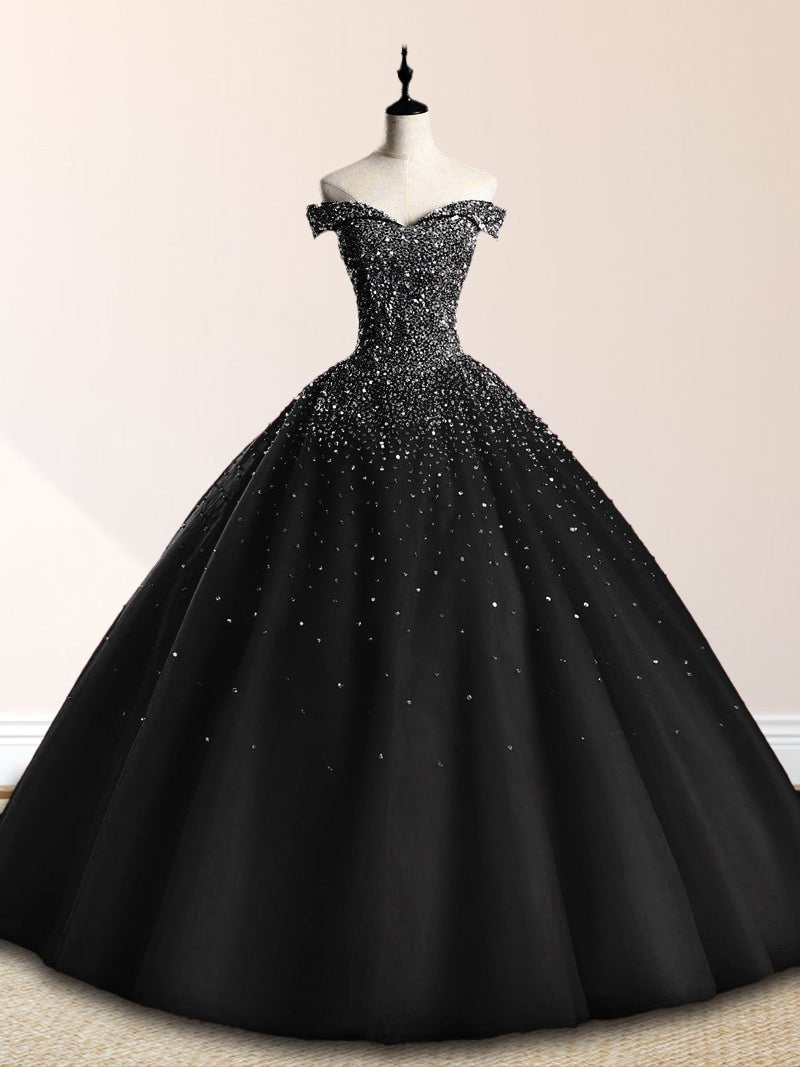Emerald Green Off The Shoulder Tulle Quinceanera Dresses With Beadings