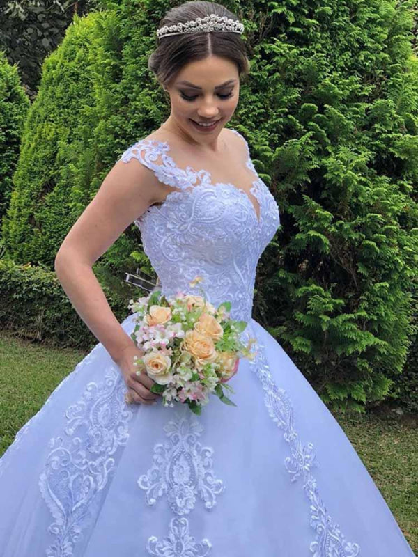 Exquisite Scoop Short Sleeve Zipper Lace Wedding Dresses