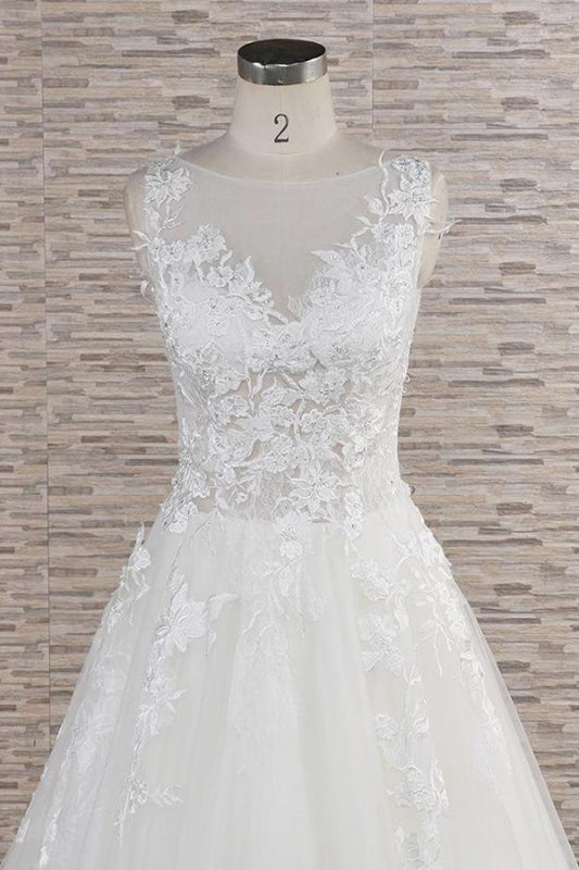 Eye-catching Applqiues Tulle A-line Wedding Dress