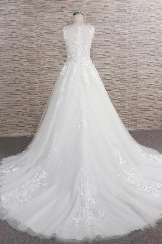Eye-catching Applqiues Tulle A-line Wedding Dress