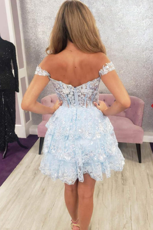 Fuchsia Floral Lace A-Line Short Homecoming Dress