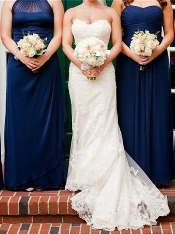 Gentle Sweetheart Sleeveless Lace Mermaid Wedding Dresses