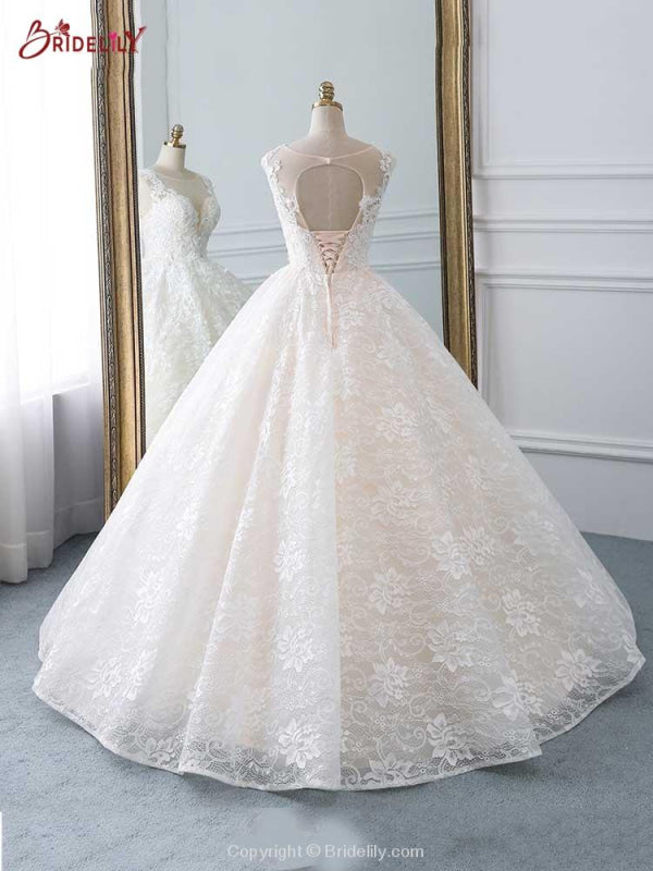 Glamorous Lace Tulle Ball Gown Wedding Dresses