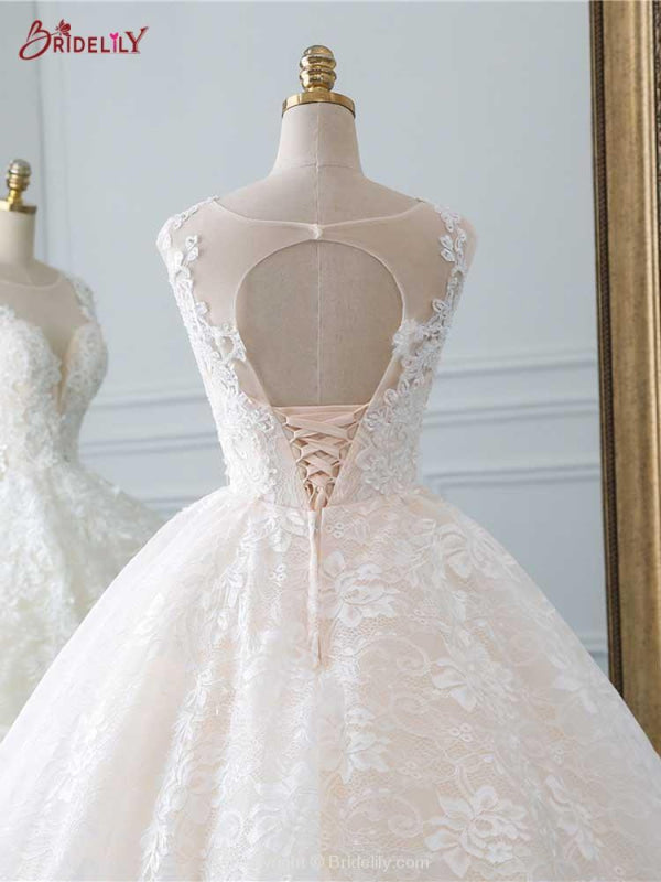 Glamorous Lace Tulle Ball Gown Wedding Dresses