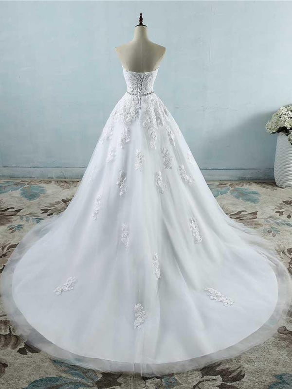 Glamorous Sweetheart Appliques Lace-UP Wedding Dresses
