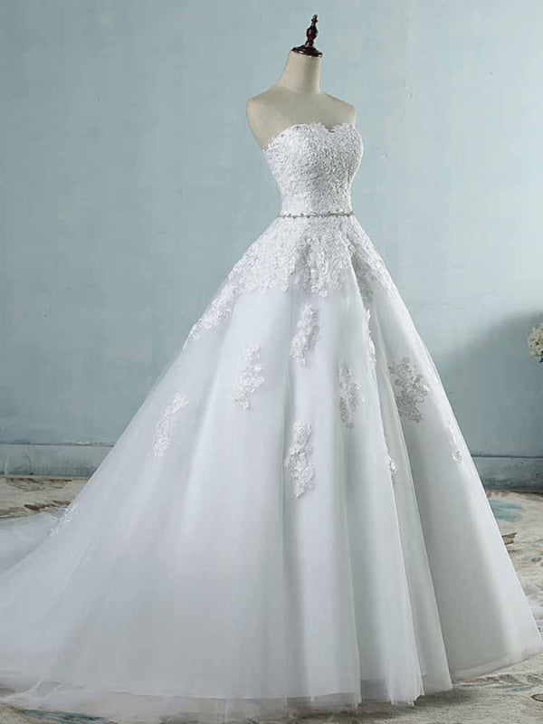 Glamorous Sweetheart Appliques Lace-UP Wedding Dresses