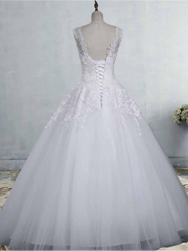 Glamorous Tulle Lace Ball Gown Wedding Dresses