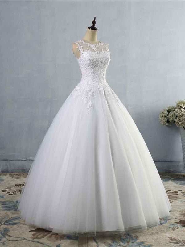 Glamorous Tulle Lace Ball Gown Wedding Dresses