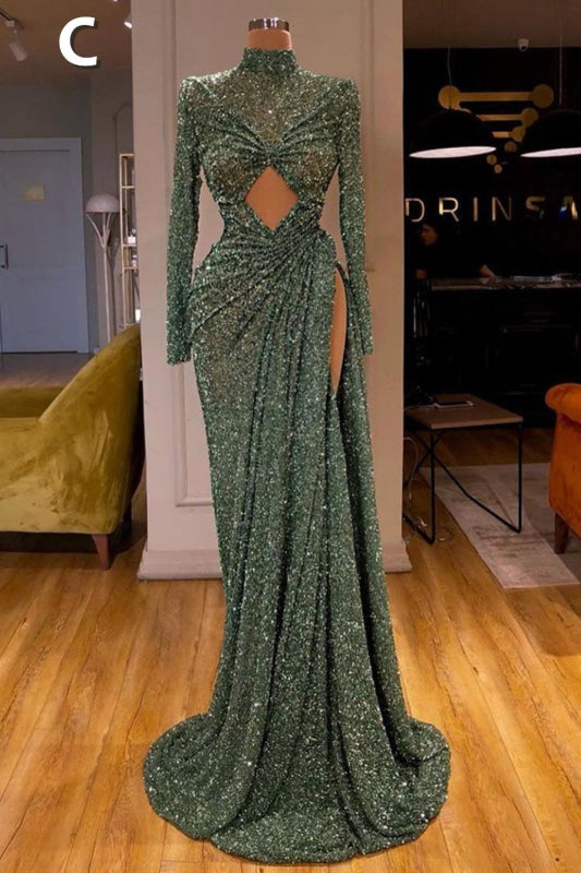 Glitter Off the Shoulder Slim Mermaid Prom Dress Sleeveless Mermaid Evening Gowns