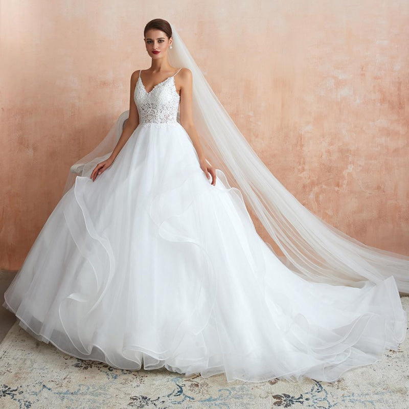 Glorious Appliques Tulle A-line Wedding Dress