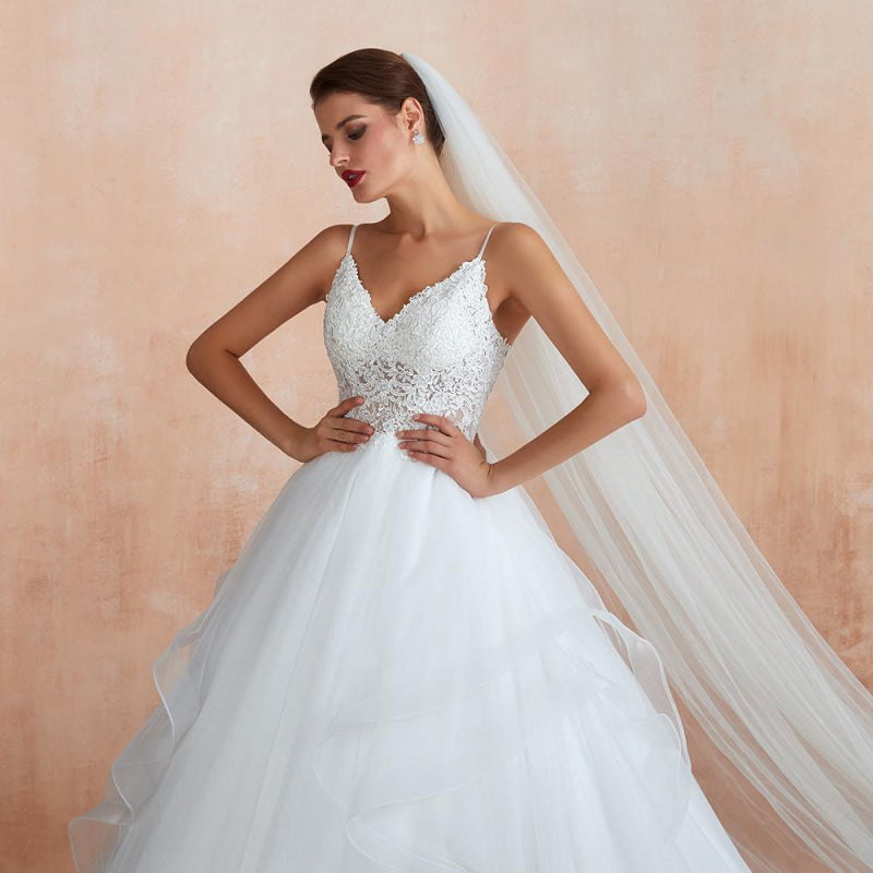Glorious Appliques Tulle A-line Wedding Dress
