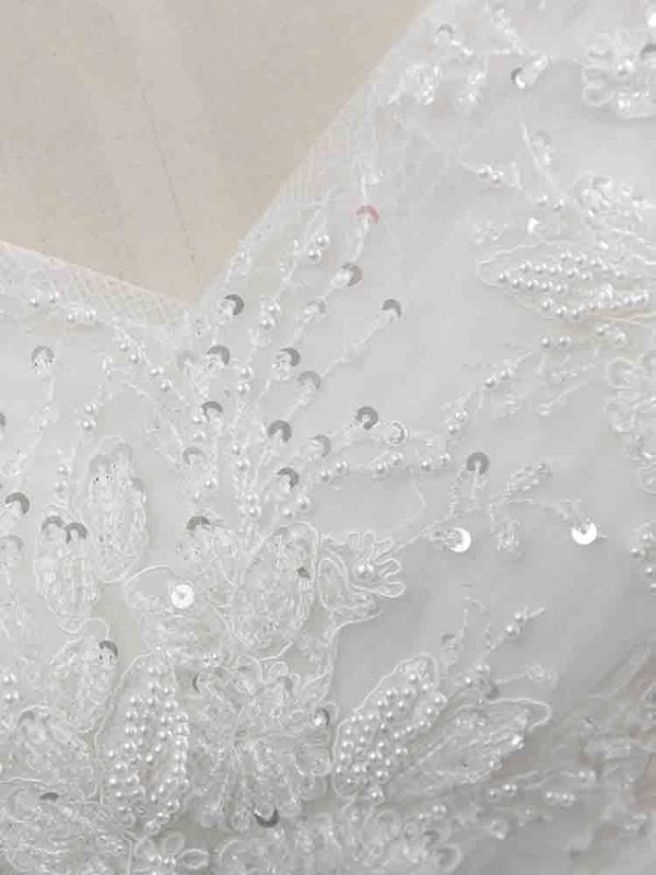 Gorgeous Cap Sleeves Sequins Lace-Up Ball Gown Wedding Dresses