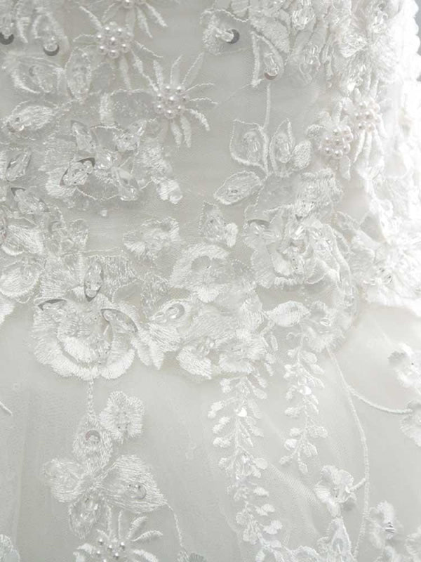 Gorgeous Off-The-Shoulder Lace Ball Gown Wedding Dresses