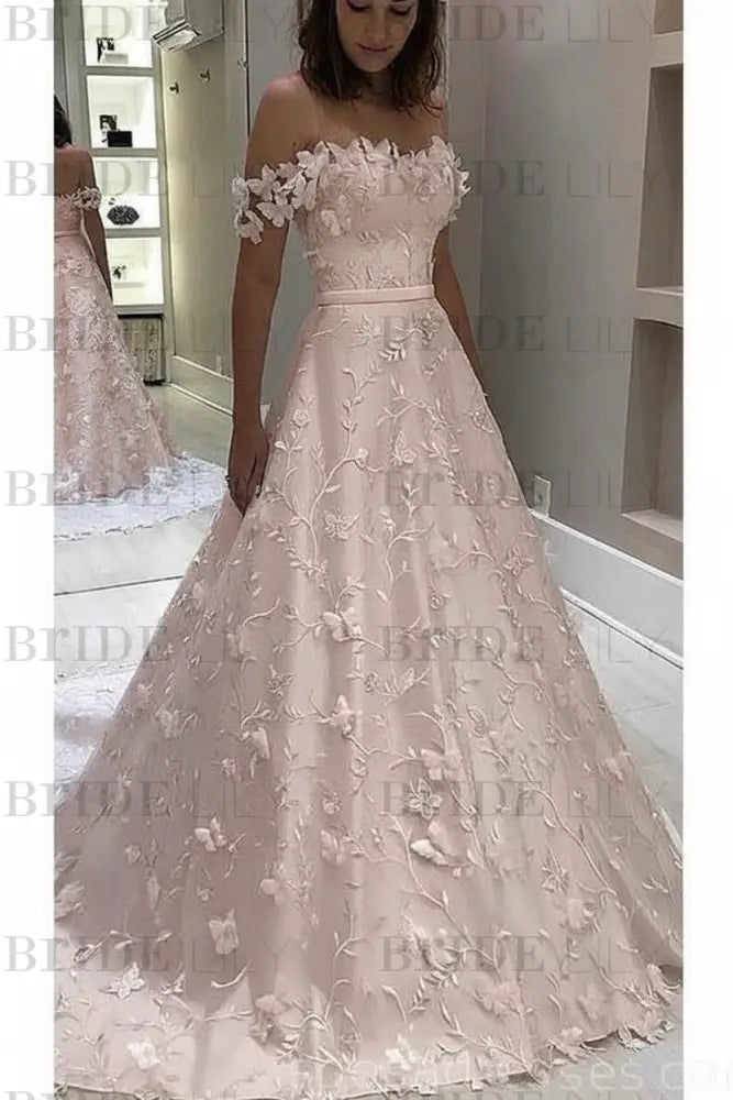 Gorgeous Off the Shoulder Lace White Long Wedding Dress