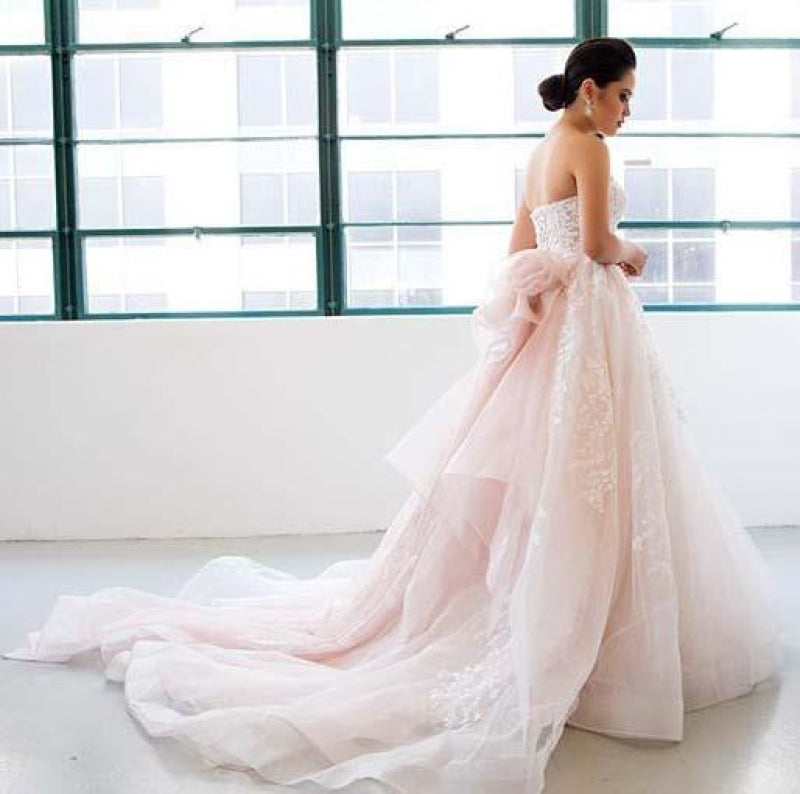 Gorgeous Princess Pink Sweetheart Court Train Wedding Dress