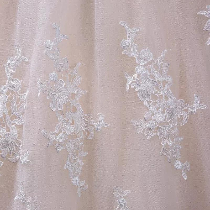 Gorgeous Sheer Neck Cap Sleeves Lace Appliques A Line Wedding Dress