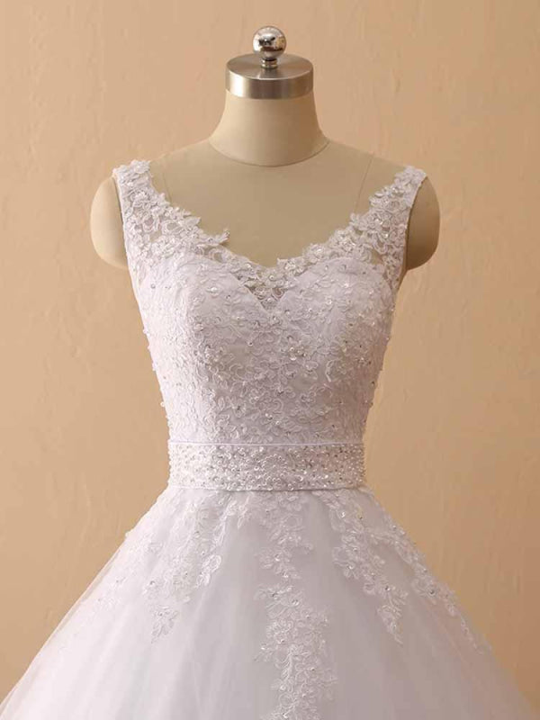 Gorgeous Spaghetti Strap V-Neck Backless Wedding Dresses