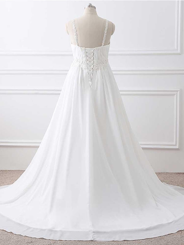 Gorgeous Spaghetti Straps A-Line Ruffles Wedding Dresses