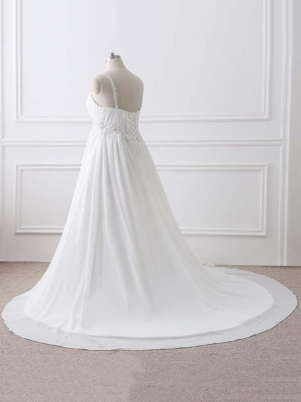 Gorgeous Spaghetti Straps A-Line Ruffles Wedding Dresses