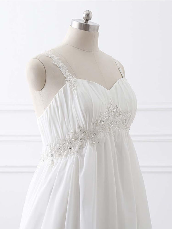 Gorgeous Spaghetti Straps A-Line Ruffles Wedding Dresses