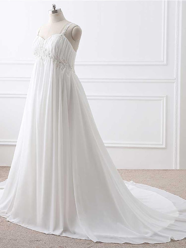 Gorgeous Spaghetti Straps A-Line Ruffles Wedding Dresses