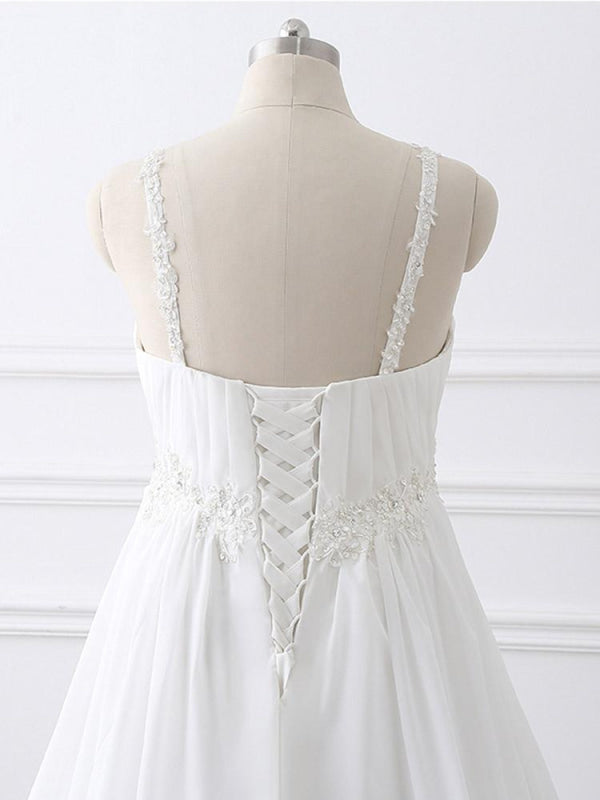 Gorgeous Spaghetti Straps A-Line Ruffles Wedding Dresses