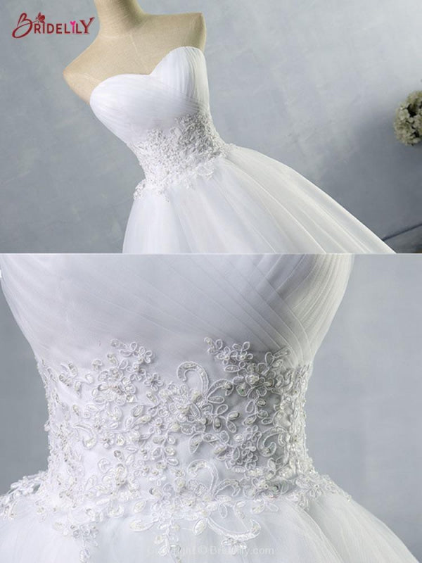 Gorgeous Sweetheart Tulle Ball Gown Wedding Dresses with Court Length
