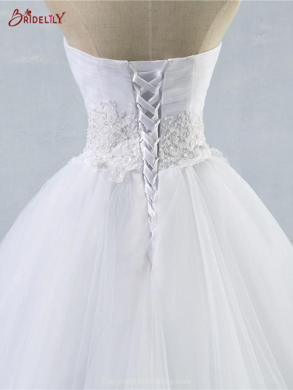 Gorgeous Sweetheart Tulle Ball Gown Wedding Dresses with Court Length