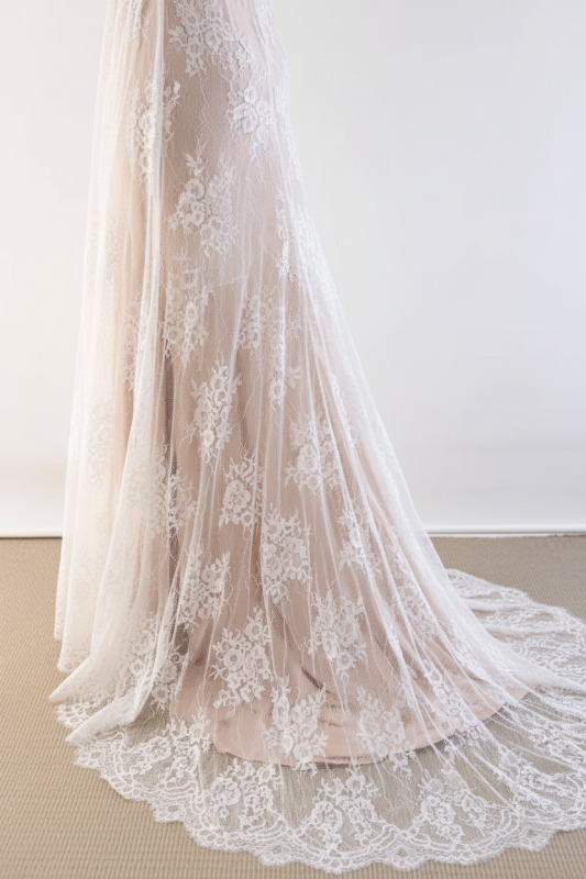 Gorgeous V-Neck Cap Sleeves Lace Wedding Dresses