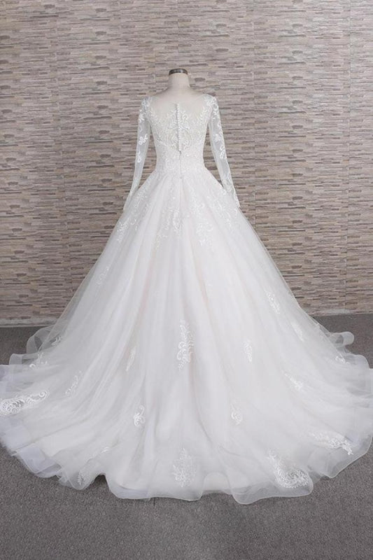 Graceful Appliques Long Sleeve A-line Wedding Dress