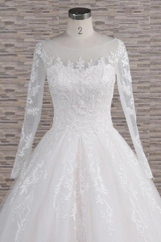 Graceful Appliques Long Sleeve A-line Wedding Dress
