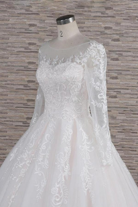Graceful Appliques Long Sleeve A-line Wedding Dress
