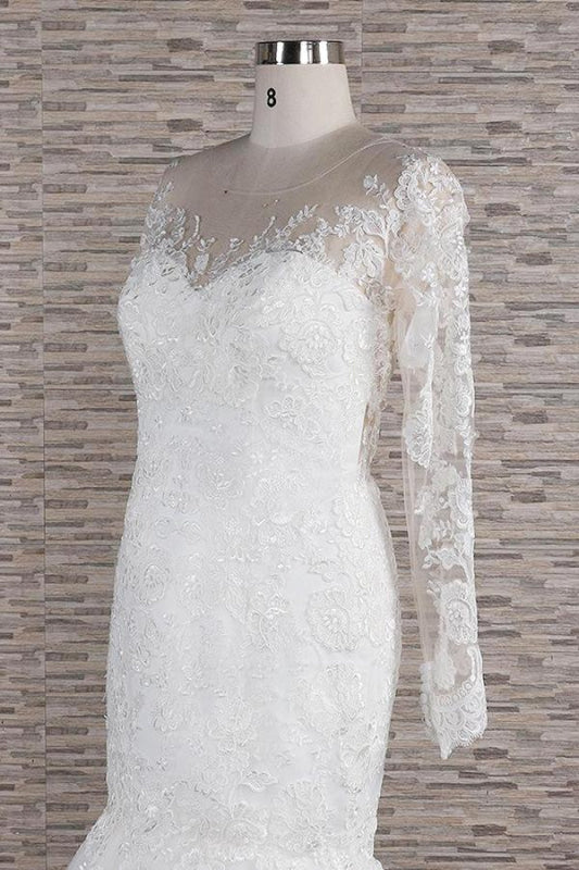 Graceful Appliques Long Sleeve Mermaid Wedding Dress