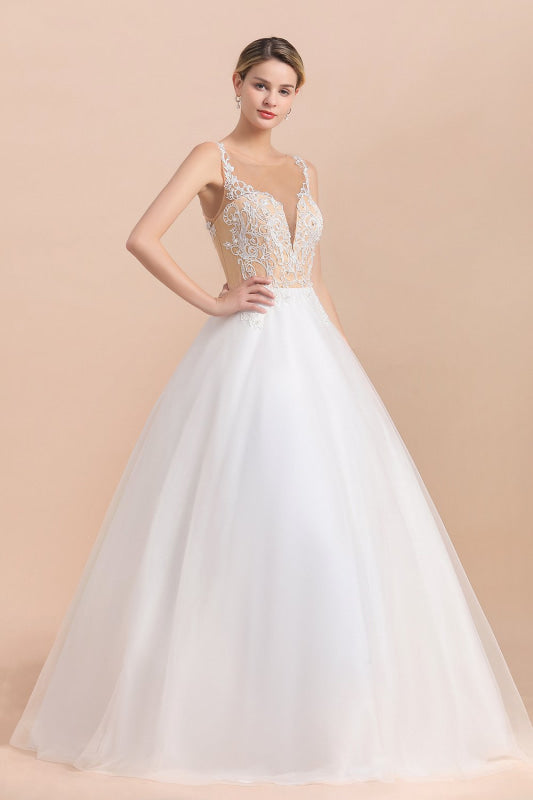 Graceful Illusion Lace Tulle A-line Wedding Dress