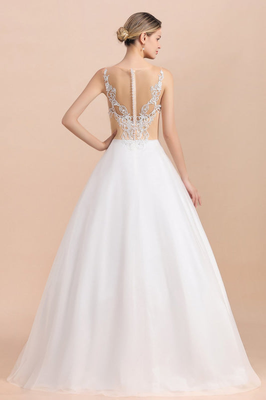 Graceful Illusion Lace Tulle A-line Wedding Dress