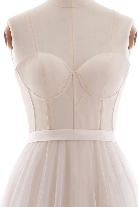 Graceful V-neck Lace Tulle A-line Wedding Dress